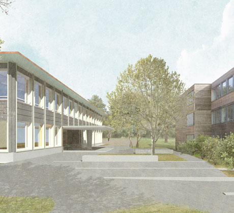 Abstimmung über Neubau Schulhaus HPS Rümelbach, Rümlang, ZH/Visualisierung