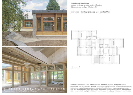 Einladung 20030715 Einladung open house Neubau Vierfachkindergarten Rosswinkel Effretikon, ZH  Bienert-Kintat-Architekten