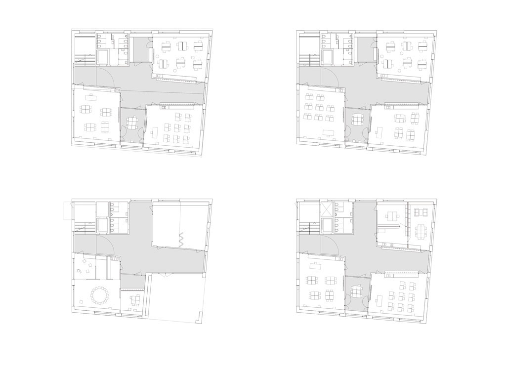 Grundrisse Erdgeschoss und Obergeschosse Neubau Schulhaus