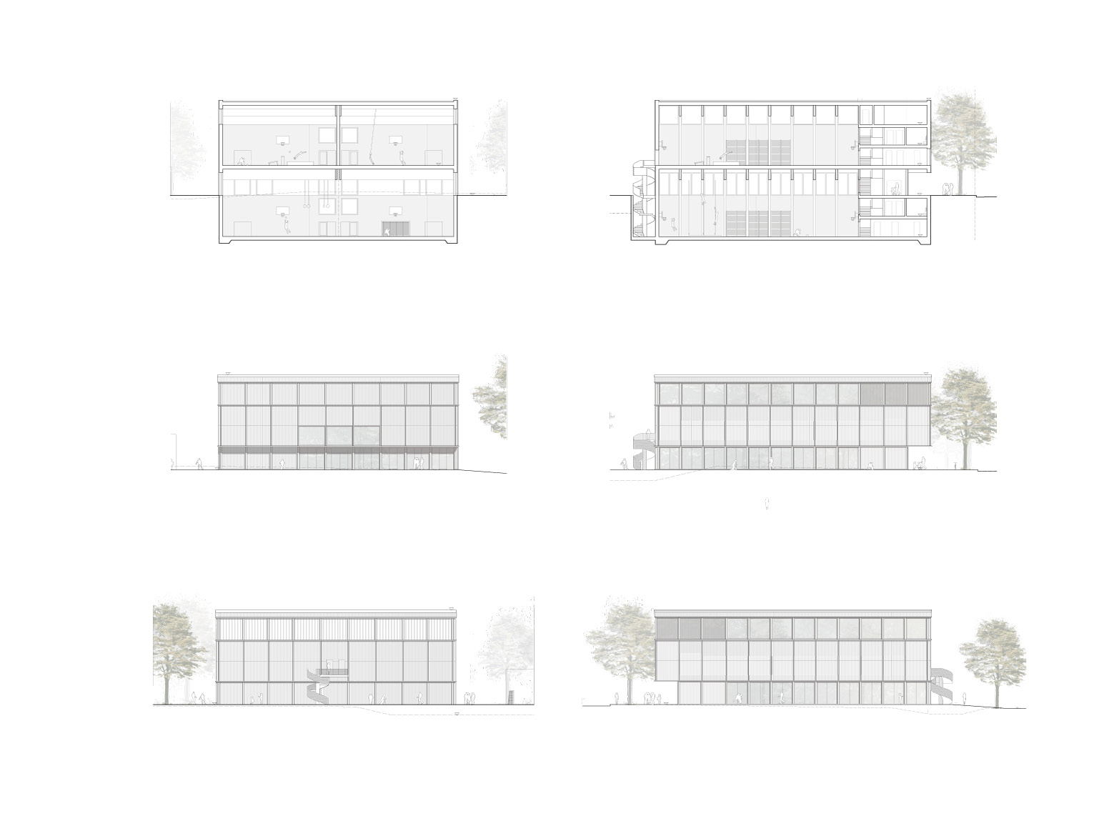 Schnitte/Ansichten Turnhalle