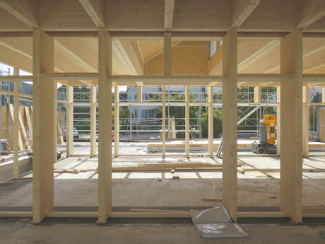 Aufrichte Holzbau Neubau Vierfachkindergarten Rosswinkel Effretikon, ZH